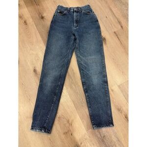 Vintage Lee High Waisted Straight Leg Jeans Dark Wash Denim 24x30‎